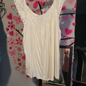 Torrid Cream Sleeveless Ruffled Blouse